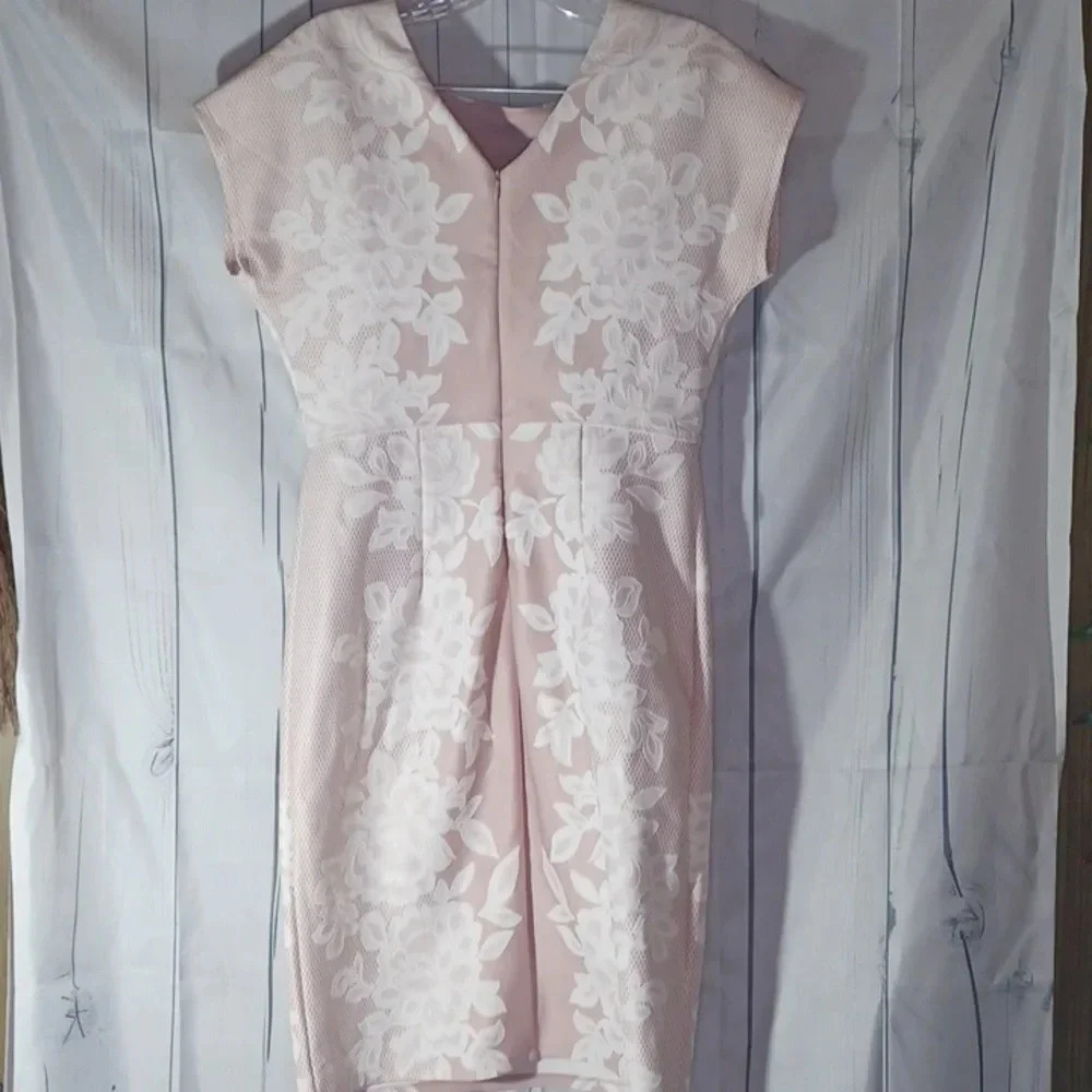 Enfocus Studio Pink and White Lace Sheath dress - Picture 7 of 9